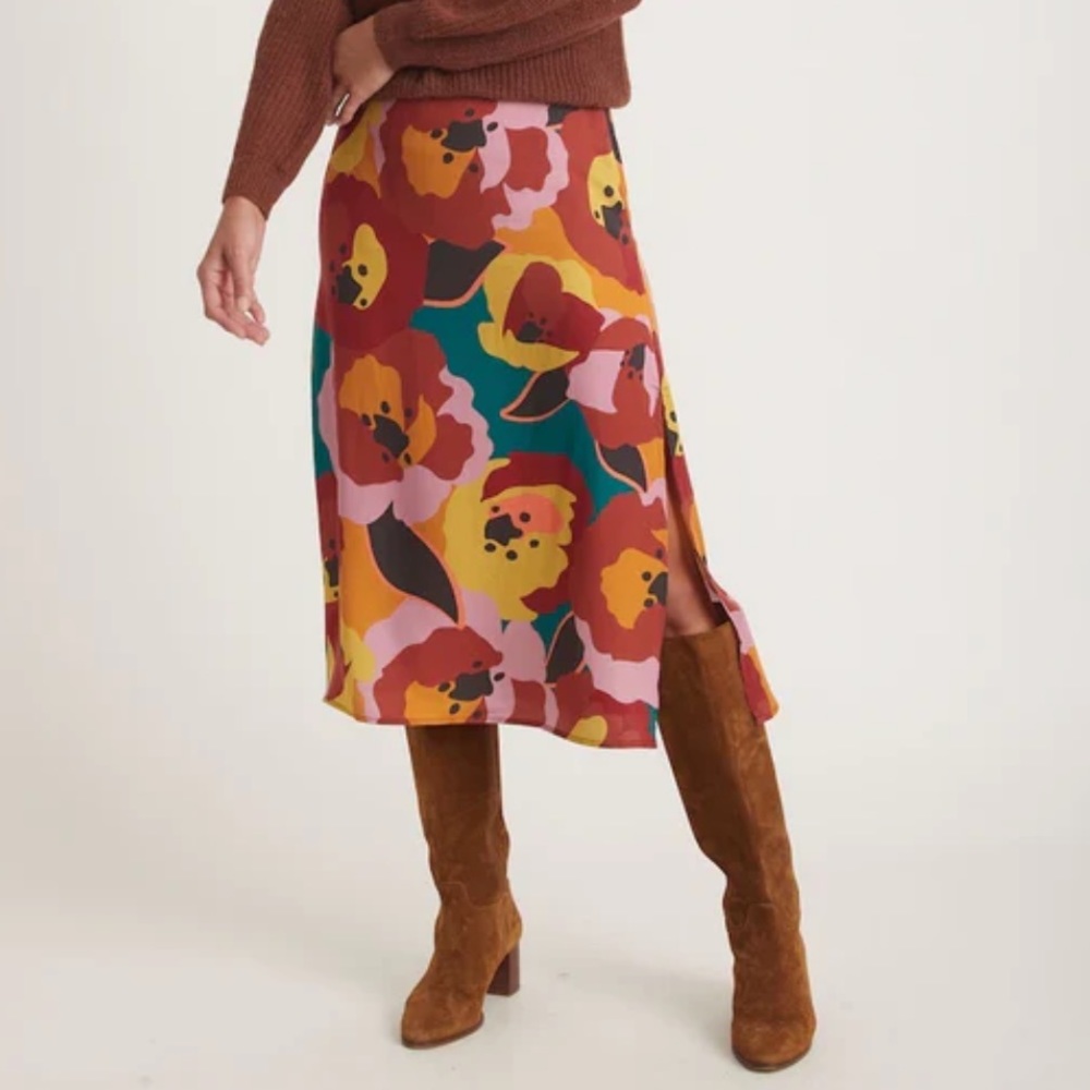 Marine Layer Floral Midi Skirt - Multicolor